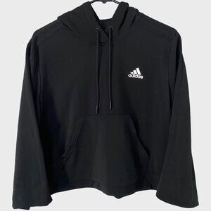 Adidas Adicolor Essential Crop Hoodie Sweatshirt Womens Medium Black Long-Sleeve